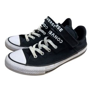 Converse All Star Low Top Slip-On Junior Sneakers Size 6 Black Double Strap